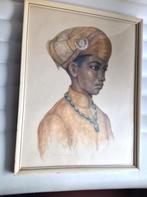 tekening Van Lily Eversdijk Smulders, portret Indonesiche vr, Antiek en Kunst, Ophalen of Verzenden