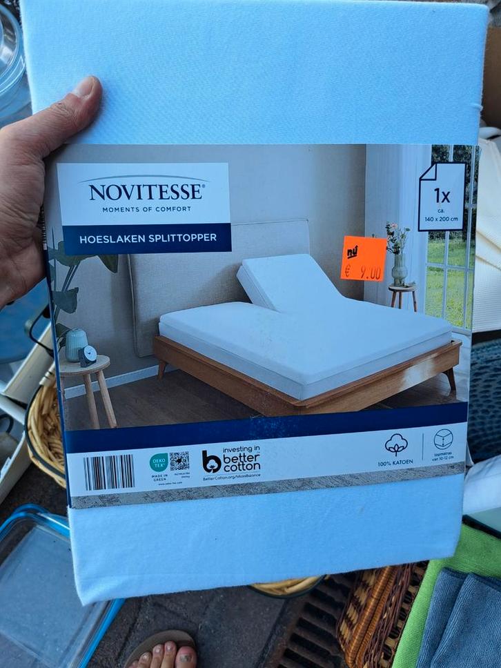Nieuwe Novitesse Splittopper Hoeslakens (4 stuks), Huis en Inrichting, Slaapkamer | Beddengoed, Nieuw, Hoeslaken of Sloop, Tweepersoons