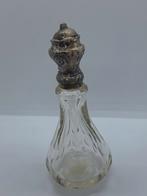Antiek Parfumflesje zilver 19e Eeuw Kristal met Stolp, Antiek en Kunst, Antiek | Glas en Kristal, Ophalen of Verzenden