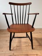 Deense spijlenstoel uit de jaren 60, Huis en Inrichting, Stoelen, Ophalen, Gebruikt, Bruin, Eén