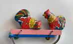 Vintage blikken speelgoed | etende kippen | knijpspel, Ophalen