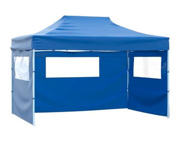 Vouwtent met 3 wanden 3x4,5 m blauw, nieuw in doos beschikbaar voor biedingen