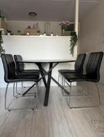 Ronde eettafel met stoelen, Huis en Inrichting, Tafels | Eettafels, Ophalen, Industrieel modern, Rond, Zo goed als nieuw