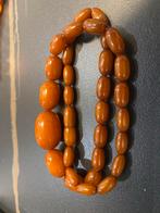 Vintage Amber Kleurige bakeliet Kralen Ketting, Sieraden, Tassen en Uiterlijk, Ophalen of Verzenden, Gebruikt, Bruin, Overige materialen