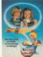 Retro reclame 1981 Kinder Surprise chocola ei met racewagen, Verzamelen, Retro, Verzenden, Overige typen