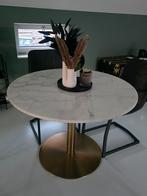 Marmeren Eettafel met gouden tafelpoot, Huis en Inrichting, Ophalen, Rond, Zo goed als nieuw, 100 tot 150 cm