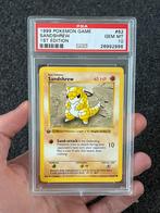 Pokémon PSA 10 1st edition Sandshrew #62 Base set, Ophalen of Verzenden, Zo goed als nieuw, Losse kaart, Foil