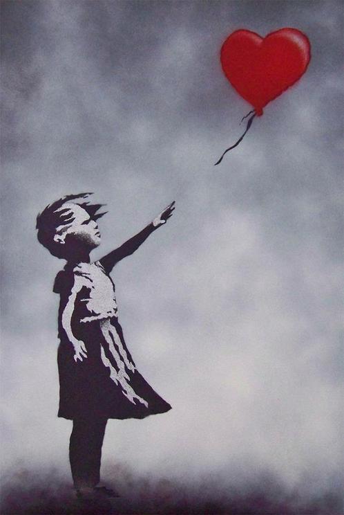 BANKSY Handgeschilderd en gegraveerd schilderij..., Antiek en Kunst, Kunst | Schilderijen | Modern, Verzenden