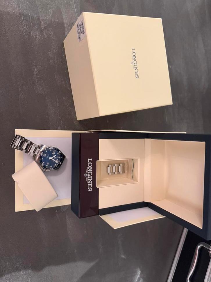 Longines hydroconquest 41mm ceramic bezel blauw automatic, Sieraden, Tassen en Uiterlijk, Horloges | Heren, Gebruikt, Polshorloge