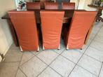 eetstoelen eettafelstoelen bruin leer 6x Zit H49xD42xB42, Gebruikt, Bruin, Vijf, Zes of meer stoelen, Ophalen
