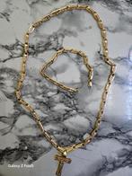 gouden kettin + armband + kruis 14K. 81,87g., Met hanger, Ophalen of Verzenden, Zo goed als nieuw, Goud