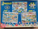 Jan van haasteren doos met 3 puzzels, Hobby en Vrije tijd, Denksport en Puzzels, Ophalen of Verzenden, 500 t/m 1500 stukjes, Gebruikt
