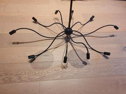 Zwarte spin-hanglamp 12-armig modern design, Huis en Inrichting, Lampen | Plafondlampen, Zo goed als nieuw, Metaal, Ophalen