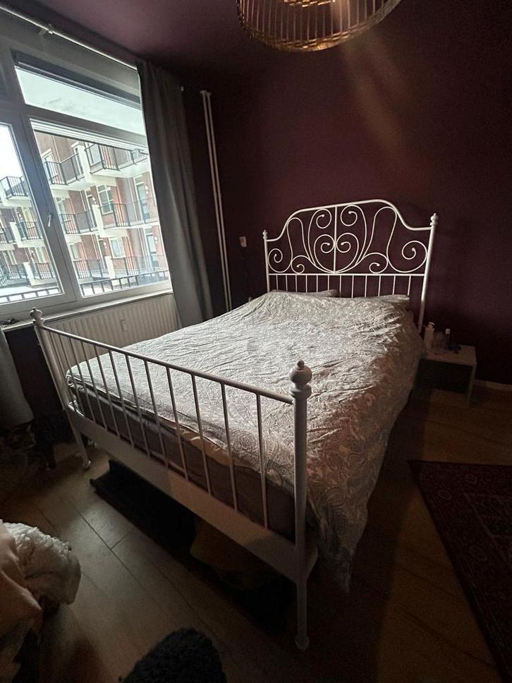 IKEA bed Leirvik 140x200, Huis en Inrichting, Slaapkamer | Bedden, Tweepersoons, 140 cm, Hout, Wit, Ophalen