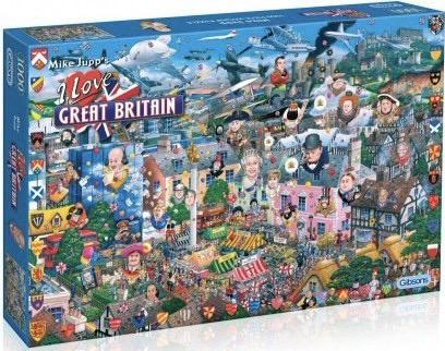 Gibsons - I Love Great Britain - 1000 stukjes, Hobby en Vrije tijd, Denksport en Puzzels, Nieuw, Legpuzzel, 500 t/m 1500 stukjes