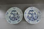 Boch La Louvière antieke borden blauw grijs vogel bloemen, Antiek en Kunst, Antiek | Servies los, Verzenden