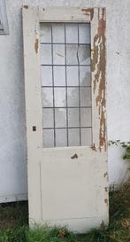 oude deur met glas in lood, opknapper, 75 x 210 cm, Ophalen, Gebruikt, Minder dan 80 cm, Binnendeur