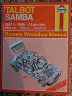 HAYNES OWNERS WORKSHOP MANUAL  TALBOT SAMBA 1982 TO 1986 MOD, Ophalen of Verzenden, Zo goed als nieuw, Overige merken
