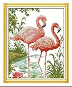 Borduurpakket Flamingos, Ophalen of Verzenden, Zo goed als nieuw, Borduurpakket