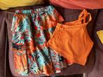 Leuk oranje setje rok en topje oranje 13-14y, Ophalen of Verzenden, Zo goed als nieuw, Meisje, Setje