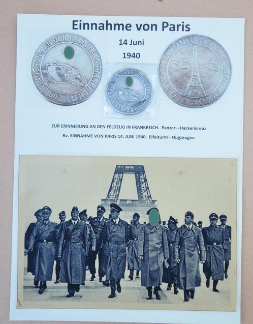 Herinneringsmunt veldtocht in Frankrijk 1940 + foto's., Verzamelen, Militaria | Tweede Wereldoorlog, Landmacht, Foto of Poster