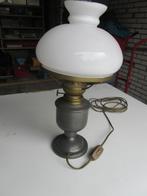 tinnen tafellamp, Ophalen of Verzenden, Gebruikt, Glas, Minder dan 50 cm