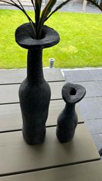 Zwarte betonlook decoratie vazen, Huis en Inrichting, Woonaccessoires | Vazen, Zwart, Ophalen of Verzenden, Minder dan 50 cm, Glas