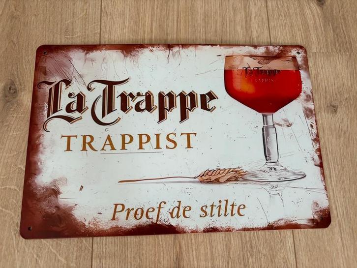 Prachtig vintage La Trappe Trappist bord (30x20), Verzamelen, Biermerken, Zo goed als nieuw, Reclamebord, Plaat of Schild, La Trappe