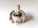 art deco beeldje flapper, half doll poederdoos, powder box, Antiek en Kunst, Antiek | Porselein, Ophalen of Verzenden