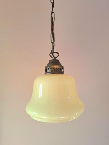 Vintage opaline glazen hanglamp art deco retro antiek