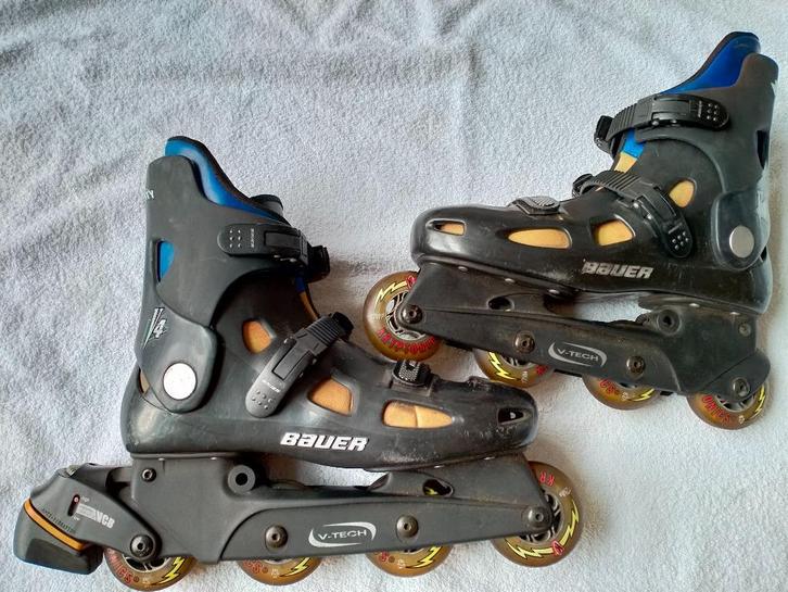 Inline skates/skeelers Bauer 42,5 met beschermset, Sport en Fitness, Skeelers, Gebruikt, Inline skates 4 wielen, Bauer, Dames