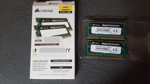 Ram geheugen o.a. Corsair MacMemory 2x 4GB, Computers en Software, RAM geheugen, Zo goed als nieuw, Laptop, 4 GB, DDR3, Ophalen of Verzenden