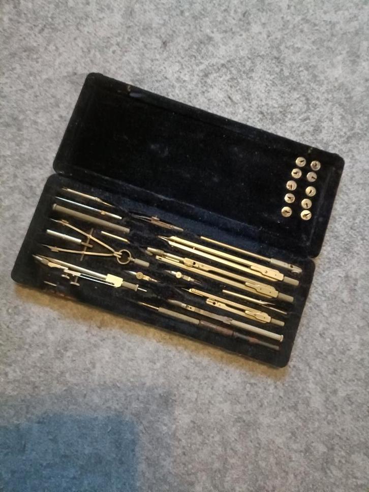 Antieke Passerset in Originele Doos, Antiek en Kunst, Antiek | Gereedschap en Instrumenten, Ophalen of Verzenden