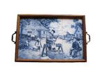Tegelplateau ( delfts ) blauw gesigneerd "klompmaker", Antiek en Kunst, Ophalen