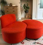 Rode Draaistoel met Hocker, Huis en Inrichting, Fauteuils, Ophalen, Gebruikt, Stof, 75 tot 100 cm