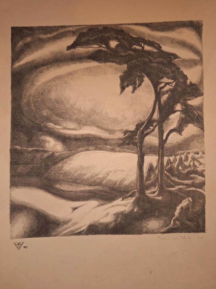 Litho van Kees van Urk 1920, Antiek en Kunst, Kunst | Etsen en Gravures, Ophalen of Verzenden