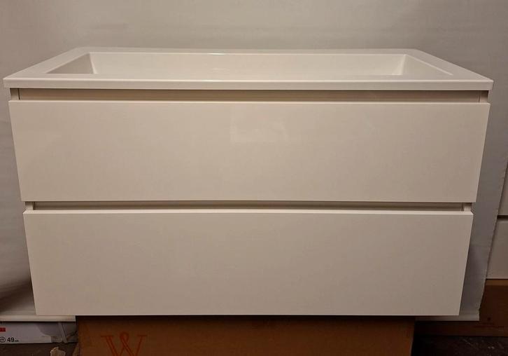 Badkamermeubel 100x46 cm hoogglans wit (Nieuw), Huis en Inrichting, Badkamer | Badkamermeubels, Nieuw, Wastafelkast, Minder dan 100 cm