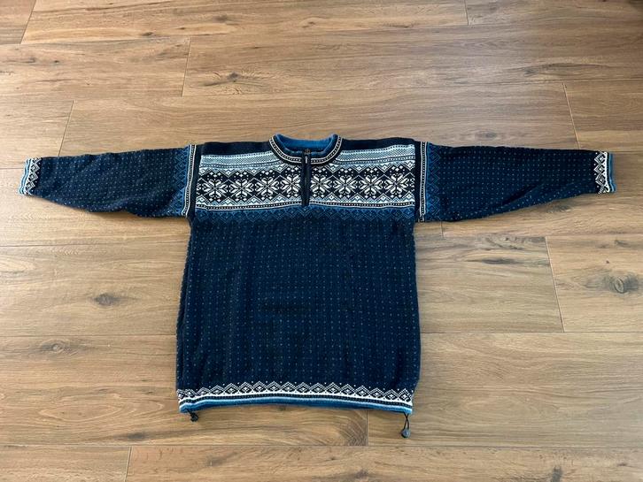 Skjaeveland Noorse wollen trui L, Kleding | Heren, Truien en Vesten, Zo goed als nieuw, Maat 52/54 (L), Blauw, Ophalen of Verzenden