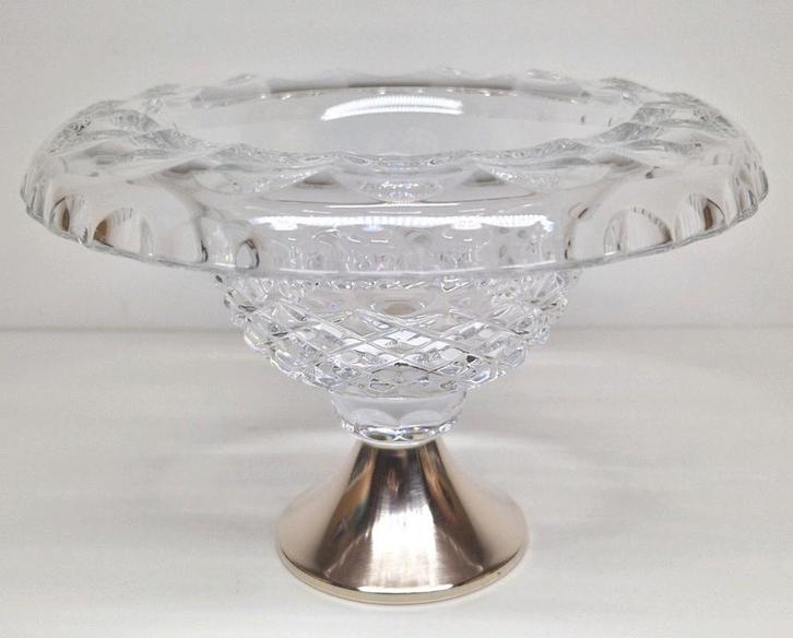 Kristal glazen suikercoupe met zilveren voet C.A. Stout 1961, Antiek en Kunst, Antiek | Glas en Kristal, Ophalen of Verzenden