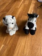 Zebra en witte tijger van dierentuin, Kinderen en Baby's, Speelgoed | Knuffels en Pluche, Ophalen of Verzenden, Zo goed als nieuw