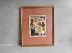 Egyptische Prent 32x26 cm. Farao Houten Lijst, Zo goed als nieuw, 1940 tot 1960, Prent, Buitenland