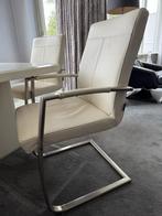 6 wit lederen stoelen, Huis en Inrichting, Stoelen, Ophalen, Gebruikt, Wit, Leer
