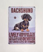 Dachshund teckel eigenschappen reclamebord van metaal deco, Info@deconoord.nl, Verzenden, Deco Noord, Nieuw