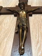 Kruis met koperen beeld Jezus Christus, Antiek en Kunst, Antiek | Religie, Ophalen of Verzenden