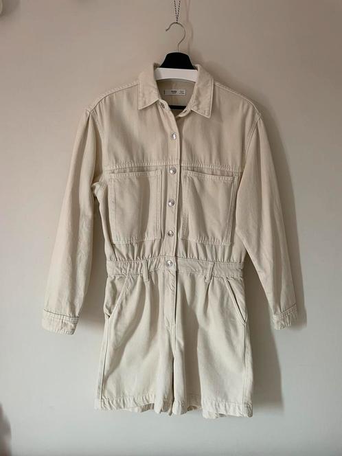Mango denim jumpsuit crème maat M, Kleding | Dames, Jumpsuits, Zo goed als nieuw, Maat 38/40 (M), Beige, Ophalen of Verzenden