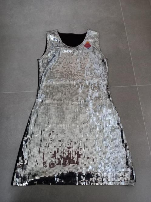 Nieuw! Leuk feest jurkje Zilver en Zwart, Kleding | Dames, Jurken, Nieuw, Maat 36 (S), Overige kleuren, Boven de knie, Ophalen of Verzenden