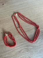 Bloedkoralen ketting en armband, Sieraden, Tassen en Uiterlijk, Antieke sieraden, Ophalen of Verzenden, Goud, Armband