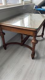 Antieke tafel met glasplaat en mozaïek inlegwerk, Antiek en Kunst, Ophalen