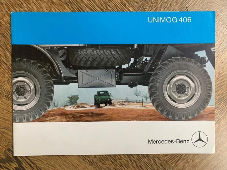 Brochure folder Mercedes-Benz Unimog 406 1970 zgan, Boeken, Auto's | Folders en Tijdschriften, Nieuw, Mercedes, Ophalen of Verzenden