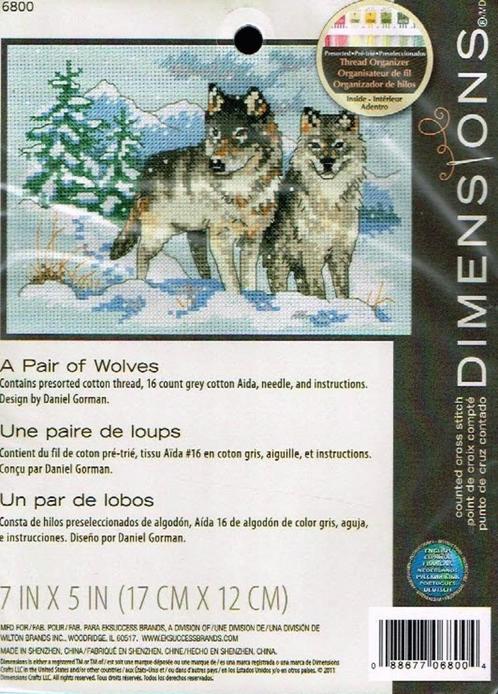 Cado dimensions borduurpakket, a pair of wolves, Hobby en Vrije tijd, Borduren en Borduurmachines, Nieuw, Borduurpakket, Handborduren